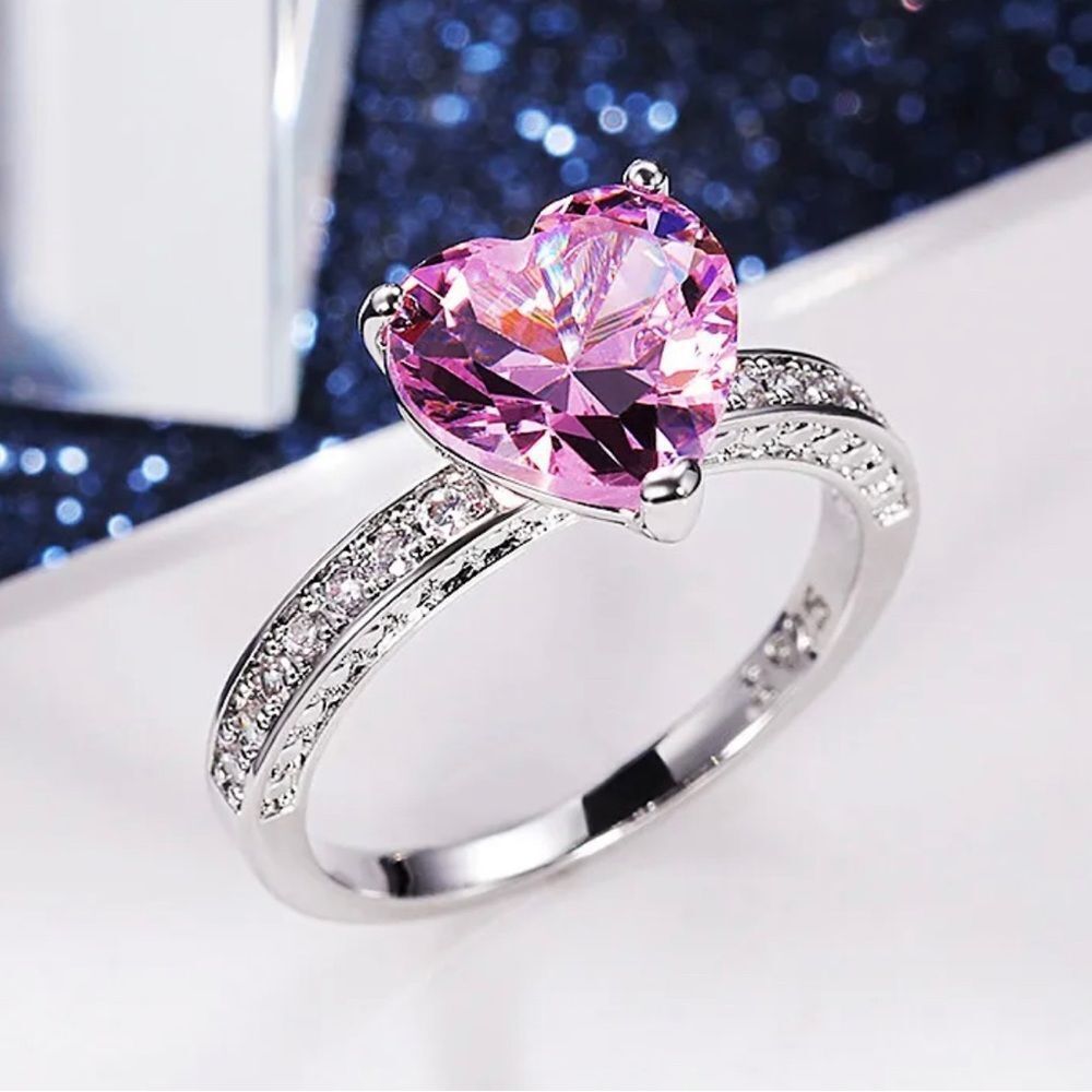PINK SAPPHIRE HEART RING - Picture 2 of 8